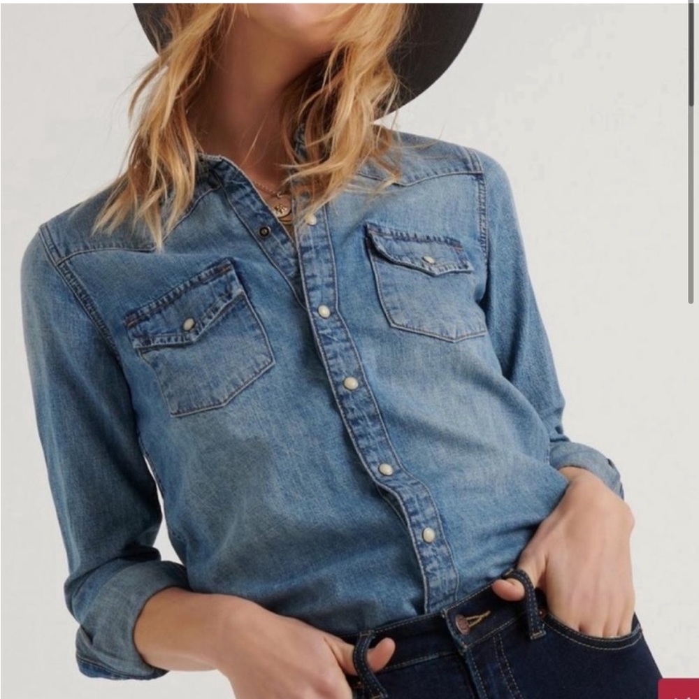 Lucky Brand Blue Denim Button-Up Shirt